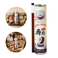 3Pcs Round Sushi Push Box With Sauce Straw Food Grade Sushi Mold Cone Push Up Paper Bucket Packaging Paper Box Bento Accessories 1PCS beige