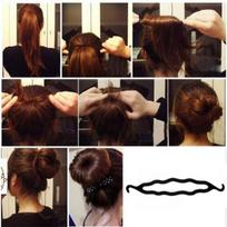 Fashion Women Black Stick Bun Maker Styling Clip Hair Twist black