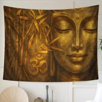 Tapestry of a Golden Buddha with the Symbol of Om 100X70CM brown