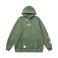 Cross-border trendy brand GALLERY DEPT hand-painted lacquer print fleece hooded sweater men's and women's high street hoodie jacket M gray