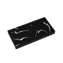 Light Luxury Hand Sanitizer Bottlle Imitation Marble Lotion Bottlle Shower Gel Dispenser  Kitchen Black-20x10cm tray black
