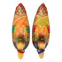 1 Pair Wooden Mandarin Duck Ornament Water Based Paint Romantic Waterproof Mandarin Duck Decor Office Desk Decor for Wedding beige