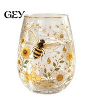 Vibrant Design Glass Cups Hummingbird Morning Cup, Whiskey Tumbler Glass, Heat Resistant Elegant Garden Style Glasses Floral Wine for Home Bar B