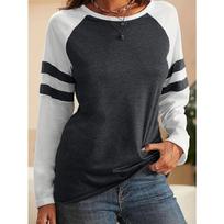 Women's Fashion Spring and Autumn New Round Neck Long Sleeve Casual Loose Tops Bottoming T-Shirts XS gray