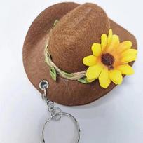 Western Style Cowboy Hat Keychain Pendant for Girls Boys Durable Polyester Keyrings for Bag Wallet Car Fashionable Gift A10 yellow