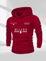 Men's Milanese logo print hooded sweatshirt, long-sleeved pullover, warm and comfortable, suitable for outdoor activities in autumn and winter. XXL white
