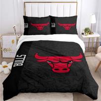 Chicago Bulls Team Logo Red White Stripe Print 3 Pieces Duvet Cover Set Basketball Fan Bedding Set Bedroom Home Decor Without Pillow Core Comforter 135x200cm black