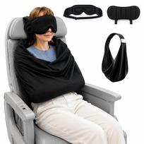Travel Sleep Kit with Neck , 3D Sleep and Hand Support  Portable Airplane for Flight , Car and Train One Size black