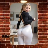 Iron Wall Art for Women x Inch Vibrant Fashion Silhouette Metal Sign Bedroom Home Theater Decor 20x30cm（7.8x11.8inch）
