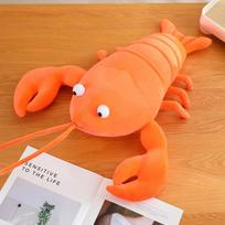 20-80Cm Kawaii Cartoon Simulation Anime Stuffed Big Lobster Plush Toy Cute Crab Plush Toy Lobster Hat Handmade Doll orange