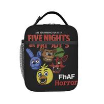 Custom FNAF At Freddys Insulated Lunch Bags Outdoor Picnic Adventure Survival Game Portable Cooler Thermal Lunch Box Men Women One Size