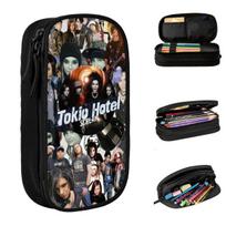 Fashion Tokio Hotel Collage Pencil Case German Rock Pencil Box Pen Box for Girl Boy Big Capacity Bags Office Zipper Stationery 21x10.5x5cm gray