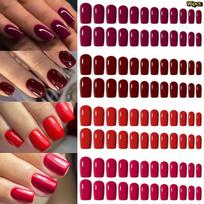 96Pcs 4-Color Glossy Manicure, Glossy Solid Color Fake Nails, Full Cover Artificial Nails For Natural Look Manicure A5 brown