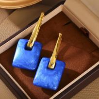 Geometric Minimalist Earrings - Dopamine Colors, Exaggerated Ear Cuff, Light Luxury Style 18K Gold Plated karališkos mėlynos spalvos