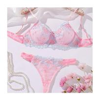 Summer New Pink Pure Desire Sex Suit Sexy Lace Comfortable Skin-friendly Bra Gather and Show Big Flirting S