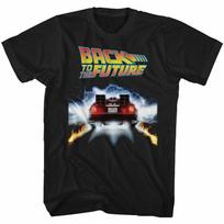 Back To The Future Tail Lights Black Adult T-Shirt L gray