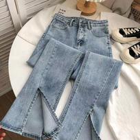 High Waisted Elastic Jeans for Female Students Micro Trumpet Wide Leg Pants Summer S