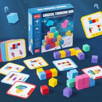 Children's board game cube square building block number sense logic square small connection space imagination exercise toy blue