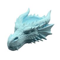 Dragon Head Key Tray 3D Printed Dragon Key Dish Fantasy Storage Tray Entrance Desktop Organizer for Keys Coins Jewelry white