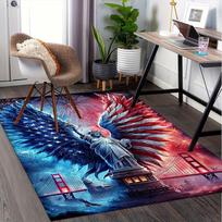 Laisvės Angelas: Patriotiniai Sparnai Laisvės Statulos Meno Spaudinys Biuro Kilimėlis Namų Dekoras Biuro Stalo Kėdės Kilimas biurui ph145 60cm by 90cm blue