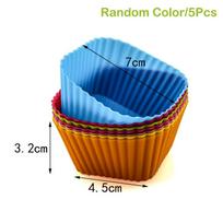 5 vnt. silikoninė keksiukų, pyragaičių, muffino kepimo forma Nonstick Karščiui atspari Daugkartinio naudojimo silikoninės keksiukų formelės Kepimo forma as the picture blue