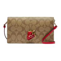 Coach Anna 20 Strawberry Logo Classic Monogram Coated Canvas And Smooth Leather Crossbody Bag Small Women bags Brown Red CH547-IMVGQ Basic Set (Bag+Dust Bag) brown