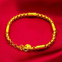 Women's Corn Fashion Thin Bracelet 24K Gold AU999 - Traditional Craft, 3D Corn Pattern, Non-constricting Chain,for Dress Outfits 18.5cm red