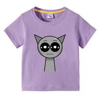 Summer Hot Sprunki Clothes Kids Game Incredibox Cotton T shirt Boys Short Sleeve Tee Toddler Girls Causal Tops Children Clothing 120 black