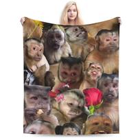 Funny Monkey Cartoon Blanket Warm Cozy Fluffy  Throw Blankets for Sofa 50x60 Inch Multisize Bedspreads 75x100cm (30x40inch) black