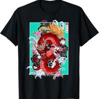 Vintage Sakura Blossom Flowers  Dragon Culture Gift T-Shirt S