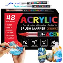 Omen Acrylic Paint Markers Acrylic 48 Soft High Suitable for Various Surfaces Including DIY and Suitable for Adults and - Direct-Ink Water-Based
