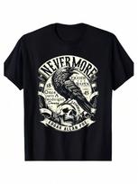 Edgar Allan Poe Nevermore Raven Graphic Tee, Soft & Breathable, Casual Crew Neck T-Shirt For Men And Women - Perfect For All Seasons XL