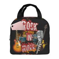 Microphone Rock And Roll Rockabilly Insulated Lunch Bag for Women Children Portable Food Boxes Thermal Lunch Box Tote One Size
