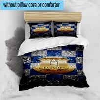 3pcs Fc Crest Design Printed Bedding Set Duvet Cover Closure Includes 1 Duvet Cover & 2 Pillowcases Bedding Sets Home Decor Gifts 135cm*200cm