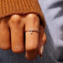 Huitan Cross Design Women Ring Simple Style Versatile Chic Accessories for Party Daily Fashion Dainty Jewelry Inlaid Shining CZ 10