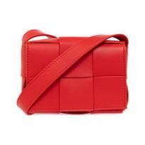 Bottega Veneta Cassette 6-Grid Intreccio Woven Lambskin Tofu Shoulder Crossbody Bag Mini Women bags Red 666688VMAY16572 Basic Set (Bag+Dust Bag) red