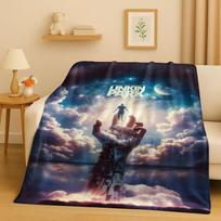Retro L-Linkin Park Sign Rock Band Music Flannel Blanket,Ultra Soft Warm Plush Throw for Home Bedroom Bed Sofa Cover Camping Size: 75*100cm, Weight: 230 GSM