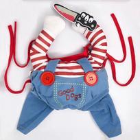 Funny Dog Clothes Halloween Horror Movie Clothes Sweatshirt Cosplay Chucky Pet Clothes for Small Medium Dog Cat Party Dressed Up (as the picture,30-50 pounds) red