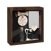Pet Memorial Shadows box with Dog Wooden Sculpture,Tages & Collar Display Keepsakes Box Wooden Pet Picture Frame Gift 1