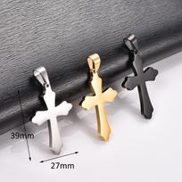 Stainless Steel Cross Pendant Necklace for Women Men Religious Christ Charms Chain Christian Faith Prayer Metal Jewelry Silver