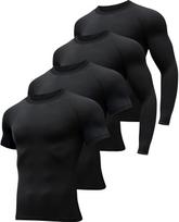 4 Pack Men's Workout Compression Shirts Short Sleeve Shirts L juoda