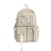 Cute Oxford Cloth Ita School Backpack, Multi-Pocket Breathable Bag for Girls & Ladies, Clear Window for Badges juoda
