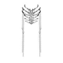 Vyriškas Gothic skeleto rankos apyrankė-manžetė, sidabro atspalvio lydinio netaisyklingas atviras bangle, punk rankos papuošalas moterims ir vyrams white