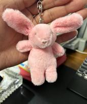 Stuffed Animals Cute Cartoon Rabbit Love Pompom Trinket Toy Girl Bag Car Mobile Phone Pendant Jewelry Gift Bag Charm rožinė