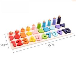 Montessori Edukaciniai Mediniai Žaislai Ikimokyklinio Amžiaus Vaikams Užimta Lenta Skaičiavimas Forma Spalvos Atitikimas Žvejybos Dėlionė Mokomieji Žaislai Dovanos beige