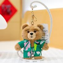 Ted2 Kostiumas Lokio Pliušinis Žaislas: Meškiuko raktų pakabukas, pliušinis žaislas paguodos lėlė, gimtadienio dovana 14cm beige