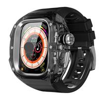 Rubber Modification Kit for Apple Watch Ultra 3 49mm Luxury Transparent Case Band for Iwatch Ultra2 1 49mm Fluororubber Mod Kit for Ultra 3 2 1 49mm gray