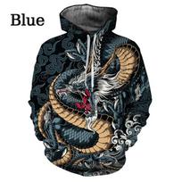 Harajuku Fashion Abstract Dragon 3D Print Hoodie Cute Animal Sweatshirt Men/Women Casual Pullover S