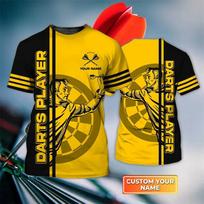 New In 3D Printing Dart T Shirt Men Custom Name Darts Team T-Shirt Summer Sports Short Sleeve Tops Fashion Round Neck Tees XXS yellow
