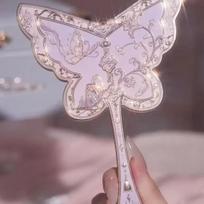 Flower Knows Little Angel Series Hand Holding Mirror 13 Types Exquisite Relief Makeup Tools white